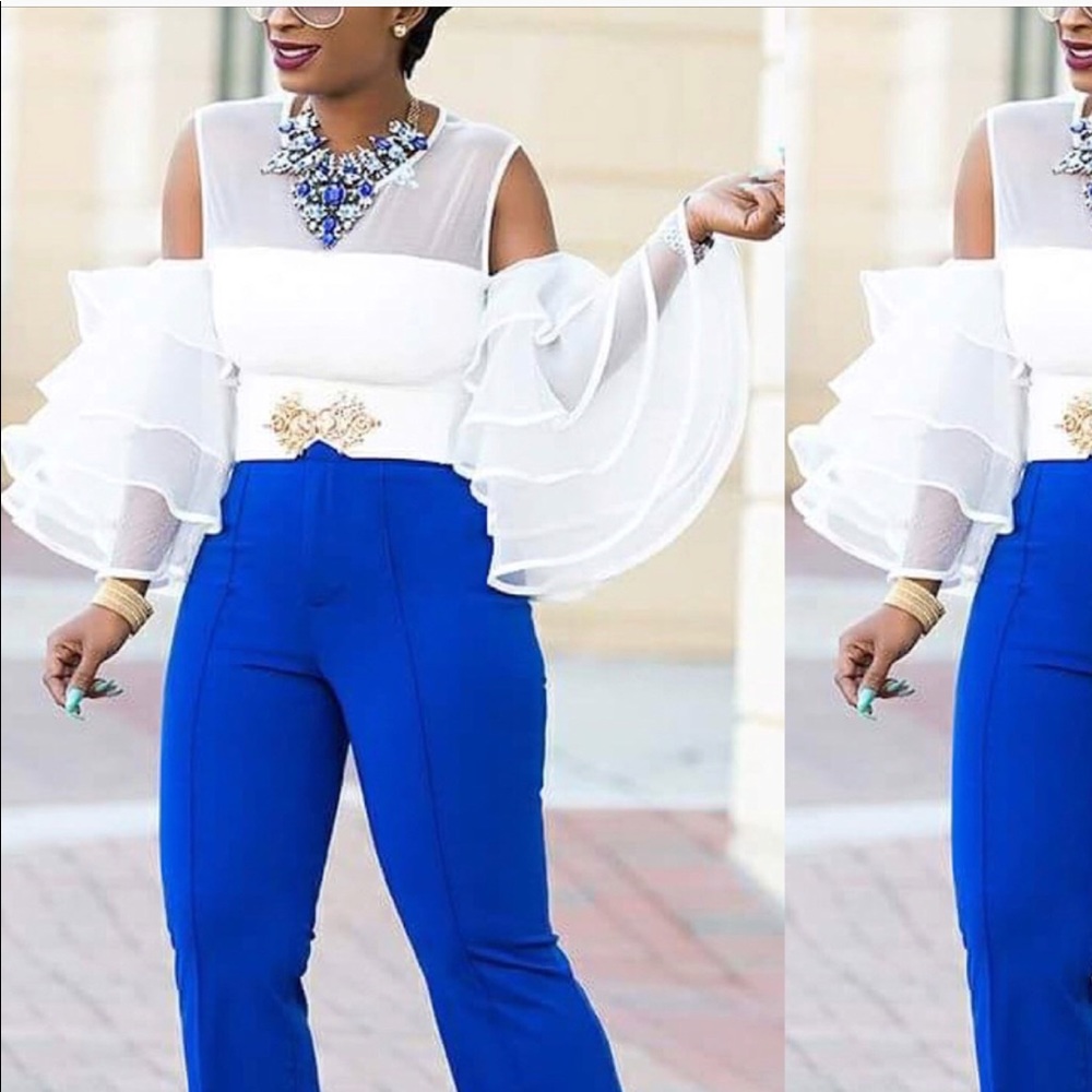 Sheer Ruffled Sleeve Top